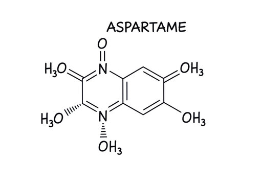 Chemical structure of Aspartame artificial sweetener molecule.