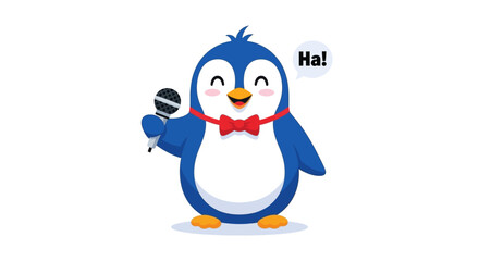 Cute Penguin Singing Microphone Bow Tie Ha! © Barang