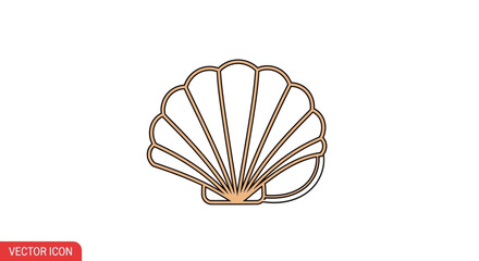 Seashell Icon Vector Illustration - Simple Line Art Design © Arjuno