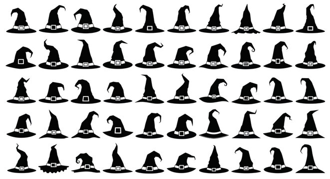 Collection of black witch hats.