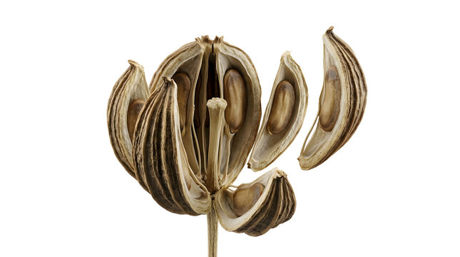 Detailed Scientific 3D Render of a Schizocarp Splitting into Mericarps Isolated on White