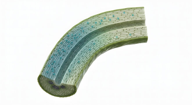Highly Detailed 3D Render of Auxin Hormone Gradient Causing Plant Stem Bending