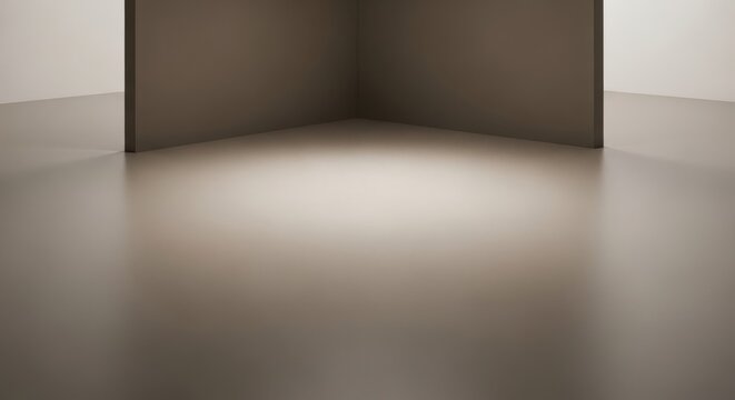 A muted, seamless self-leveling polymer floor in a clean, modern room corner with soft lighting