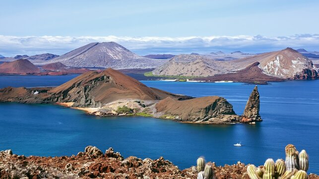 Iconic volcanic islands and turquoise waters of the Galapagos archipelago