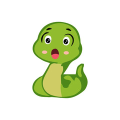 Fototapeta premium A cute cartoon snake icon element with a simple design, charming expression, and clean vector style, perfect for stickers, decorations, and cheerful animal-themed designs.