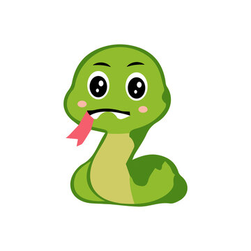 A cute cartoon snake icon element with a simple design, charming expression, and clean vector style, perfect for stickers, decorations, and cheerful animal-themed designs.