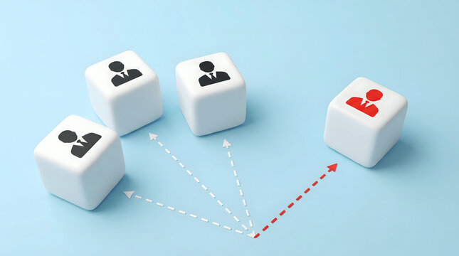 One different person breaking away from the group, concept of individuality