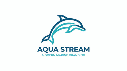 Fototapeta premium Dynamic Dolphin Logo Design for Aquatic Brand.