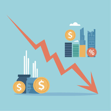 Downward trend business finance economy decline graph illustration