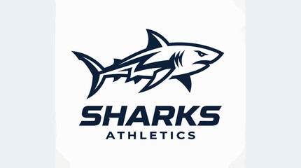 Obraz premium Sharks Athletics Logo Featuring Fierce Shark Illustration.