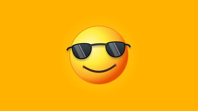 Cool Emoji Wearing Sunglasses on Orange Background