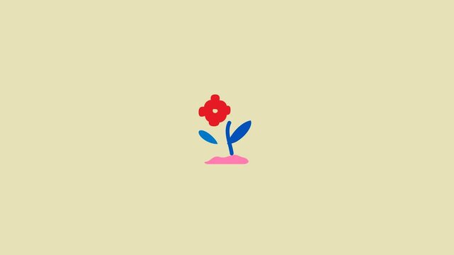 Simple Red Flower Illustration on Soft Yellow