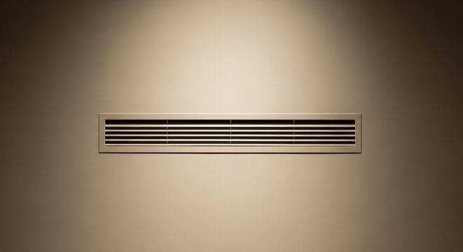 Subtle Beige Painted Ventilation Grille Flush with a Neutral Wall Showcasing Modern Architectural Design
