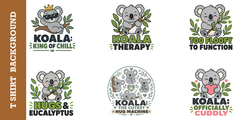 Set of cute koala cartoon characters for creative apparel designs and nursery wall prints. © jubayer95