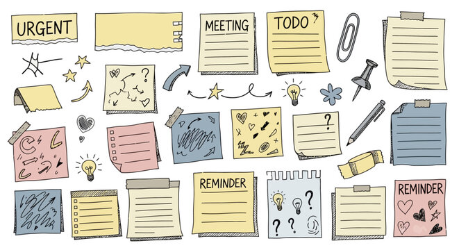 Doodle Sticky Notes and Office Stationery Set
