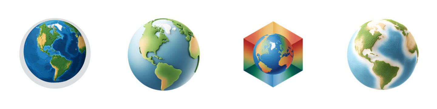 Earth Globe Collection: Colorful World Illustration Set on White