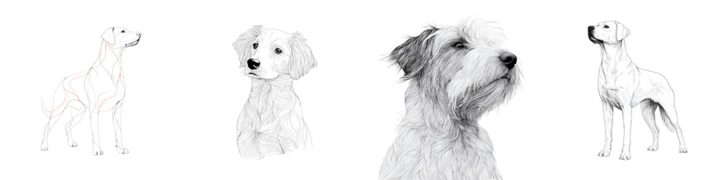 Dog Breed Sketches: Artistic Canine Portrait Collection