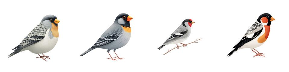Fototapeta premium Watercolor Bird Collection: Various Species Isolated on White