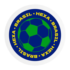 Brasil Hexa. Copa do Mundo 2026. Seleção brasileira. Ilustração estilo adesivo. © Maressa