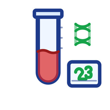 Biological Age Test Tube with DNA Helix and Result Display Icon