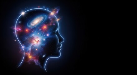 Obraz premium Human Brain with Cosmic Galaxy Inside