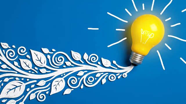 Bright lightbulb with creative concept on blue background