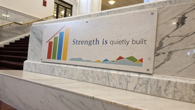 Marble Plaque Displaying 'Strength is Quietly Built' Quote