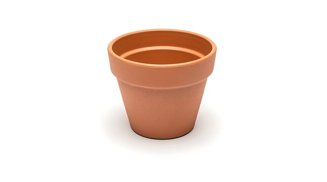 empty terracotta flower pot isolated on white background