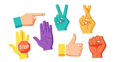 Fototapeta premium Collection of Diverse Hand Gestures and Symbols