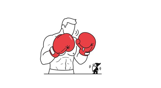 Giant Boxer vs Tiny Gnome: Strength vs Resilience, Underdog Battle