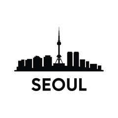 Fototapeta premium seoul skyline black silhouette on white background
