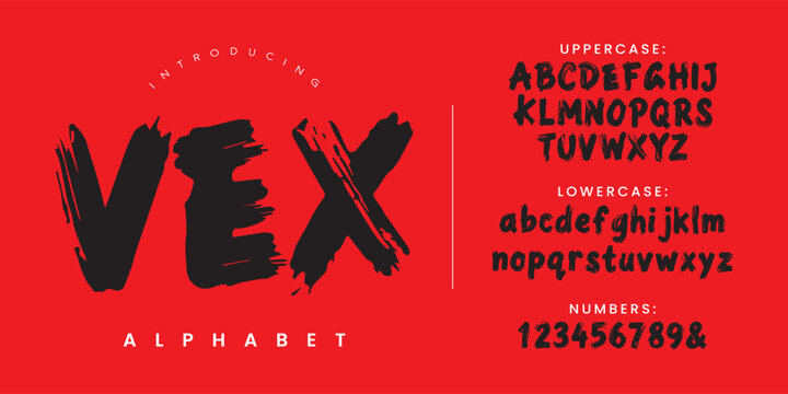 Vex alphabet font a bold and aggressive textured brush typeface for horror poster design