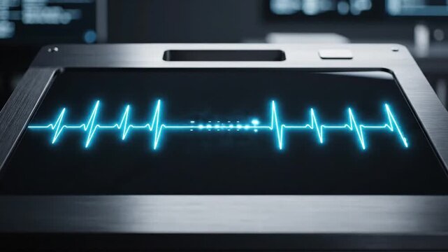 Close up of digital heartbeat monitor on industrial equipment.