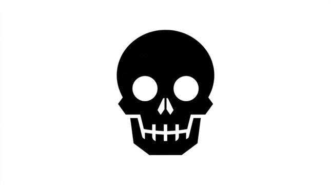 Minimalist black skull icon on white background for halloween or warning signs