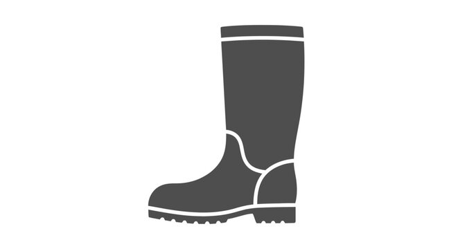 Black rubber rain boot isolated graphic illustration design.