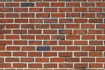 Fototapeta premium Red brick wall texture background with mortar pattern