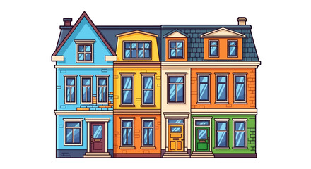 Naklejka premium Colorful Row Houses Illustration Vector Art