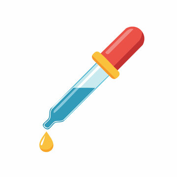 Dropper with Blue Liquid and Yellow Drop