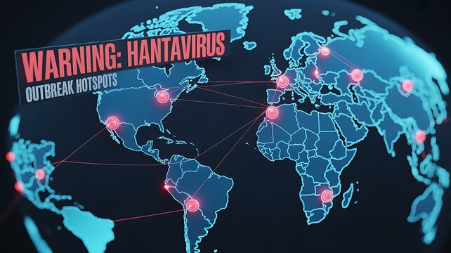  a global map infographic of Hantavirus outbreak hotspots,