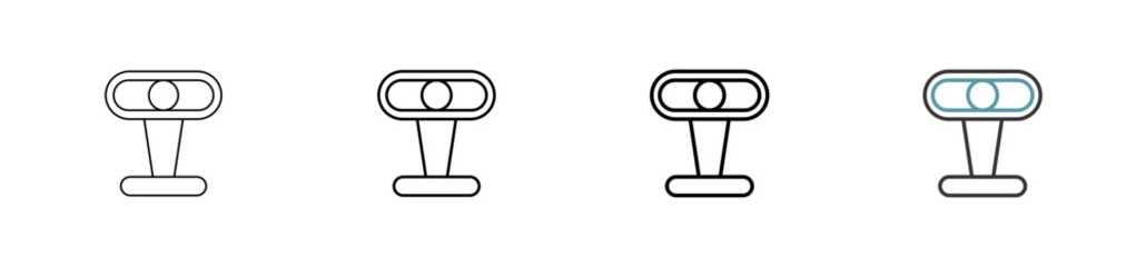Outline style handheld 3d scanner icon set. Available various sizes  © aelv