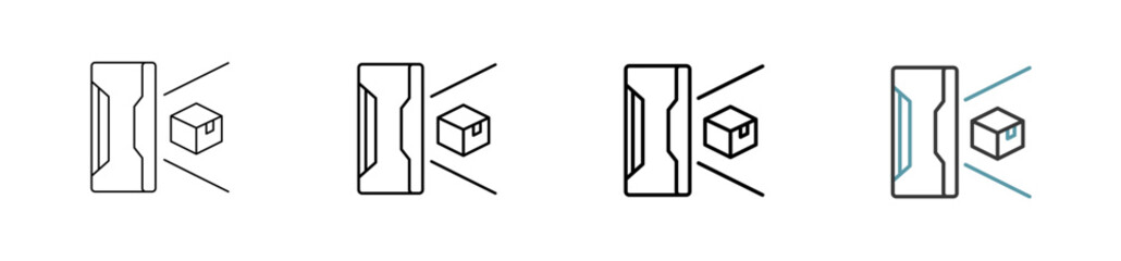 Outline style handheld 3d scanner icon set. Available various sizes © aelv