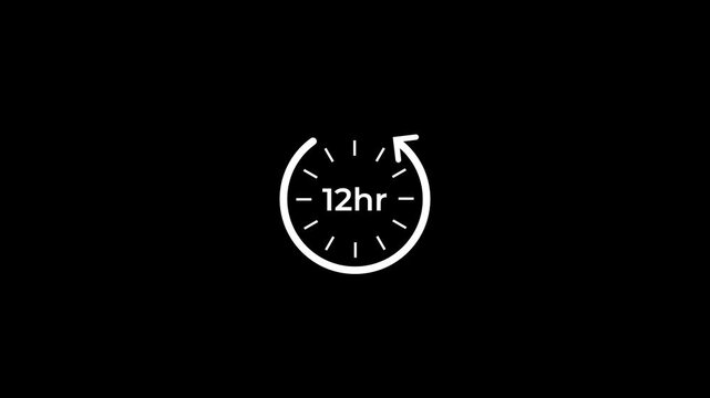 12hr count timer motion graphic with rotating arrow progress bar.
