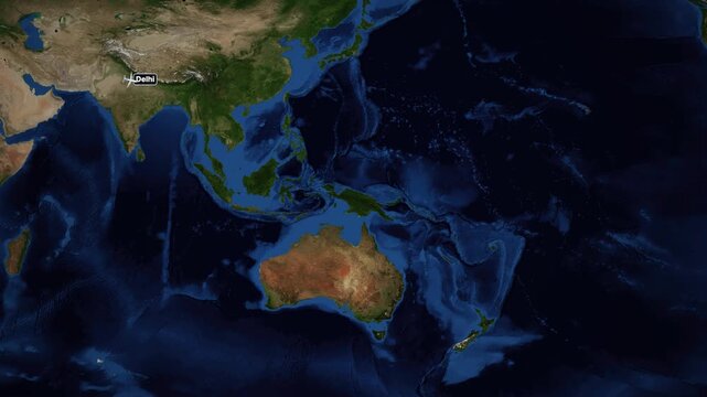 Animated Flight Route Map Showing Travel Path from Delhi to Honolulu