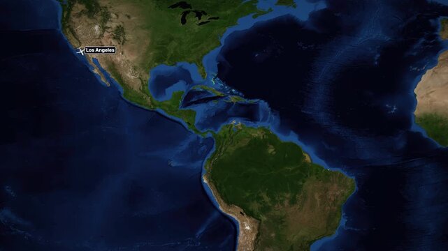 Animated Flight Route Map from Los Angeles to Lima Peru