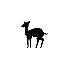 Fototapeta premium Black Mouse deer silhouette rendered in a clean minimalist vector style, isolated on a white background. Simple graphic shape suitable for logos, icons, branding, prints, and design templates.