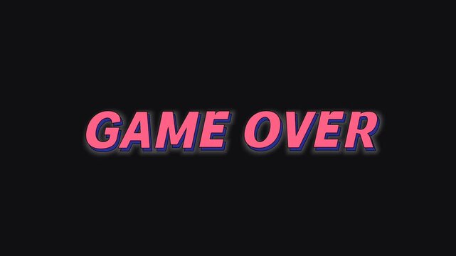 Game over text animation. A gamer experiences loss in a competitive gaming event with screen text