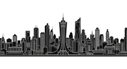 Fototapeta premium Modern City Skyline Silhouette Vector Illustration