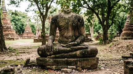 Obraz premium buddha statue in the forest