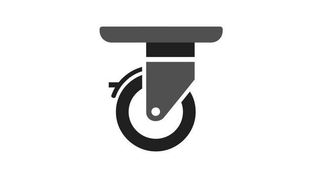 Black Industrial Casters Wheel Isolated Vector Illustration.