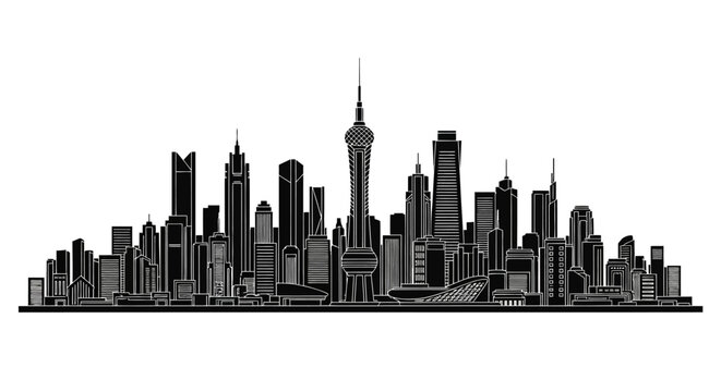 Kuwait City Skyline Silhouette Vector Illustration